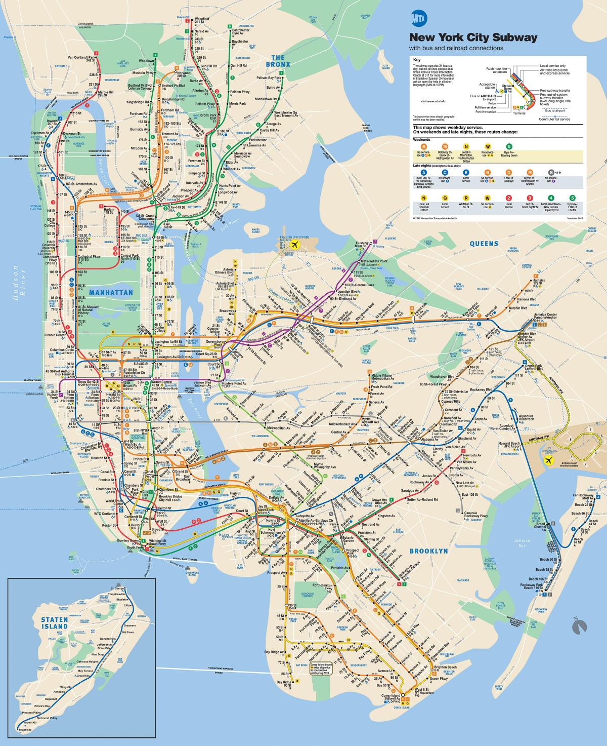 New York Manhattan tunnelbana karta