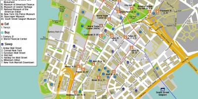 Karta över downtown Manhattan, ny