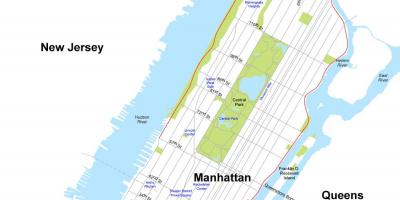 Karta över ön Manhattan i New York