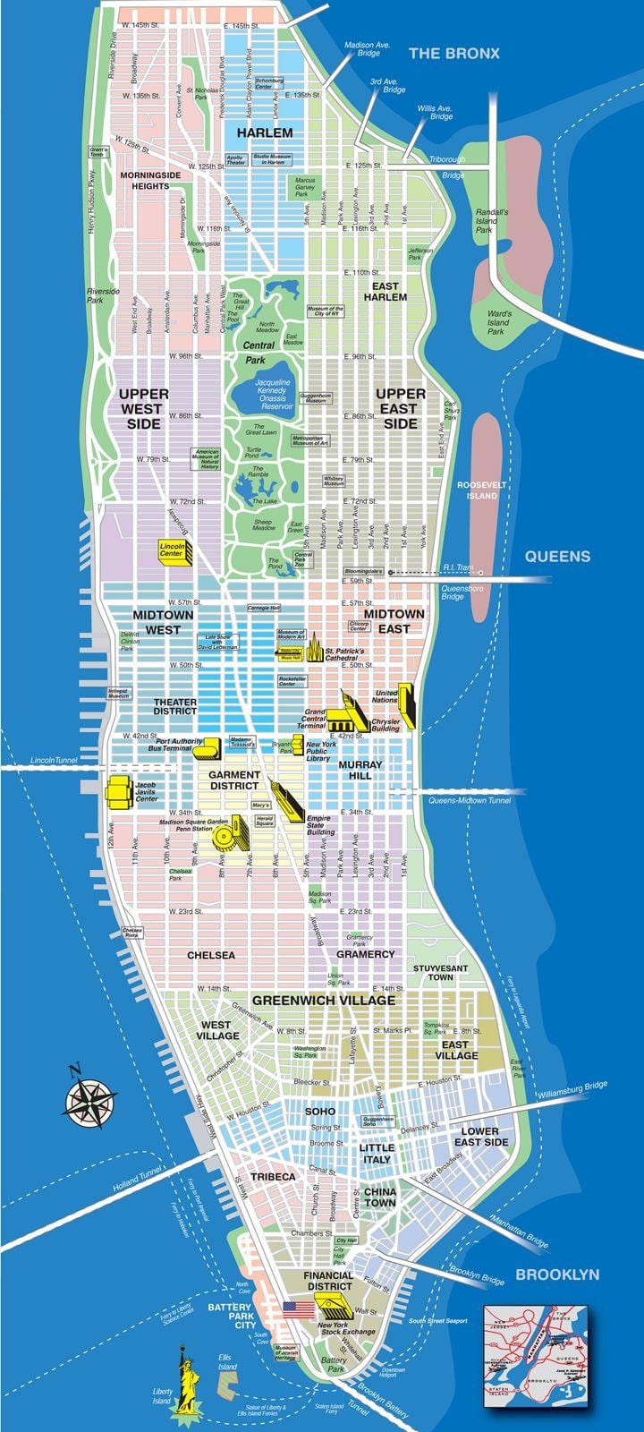 karta över ön Manhattan