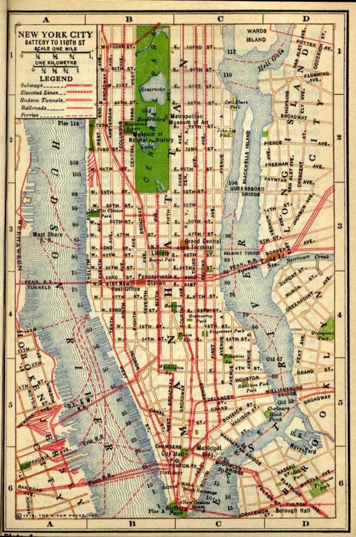 karta över gamla Manhattan