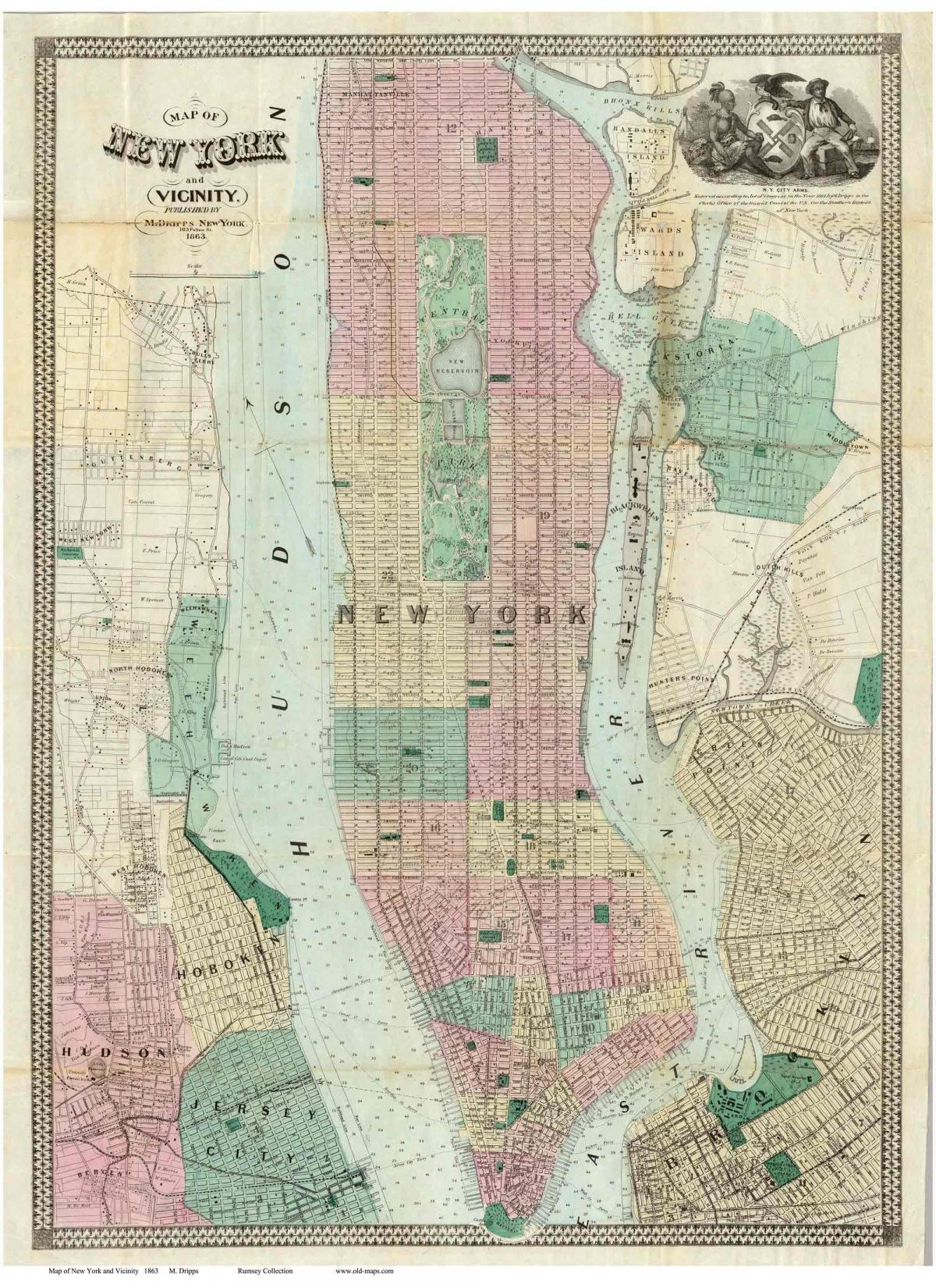 historiska kartor Manhattan