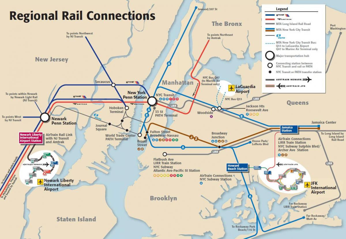 JFK till Manhattan tunnelbana karta