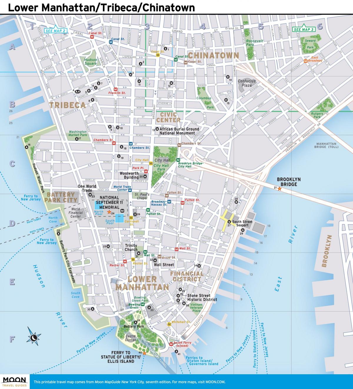karta över nedre Manhattan, ny