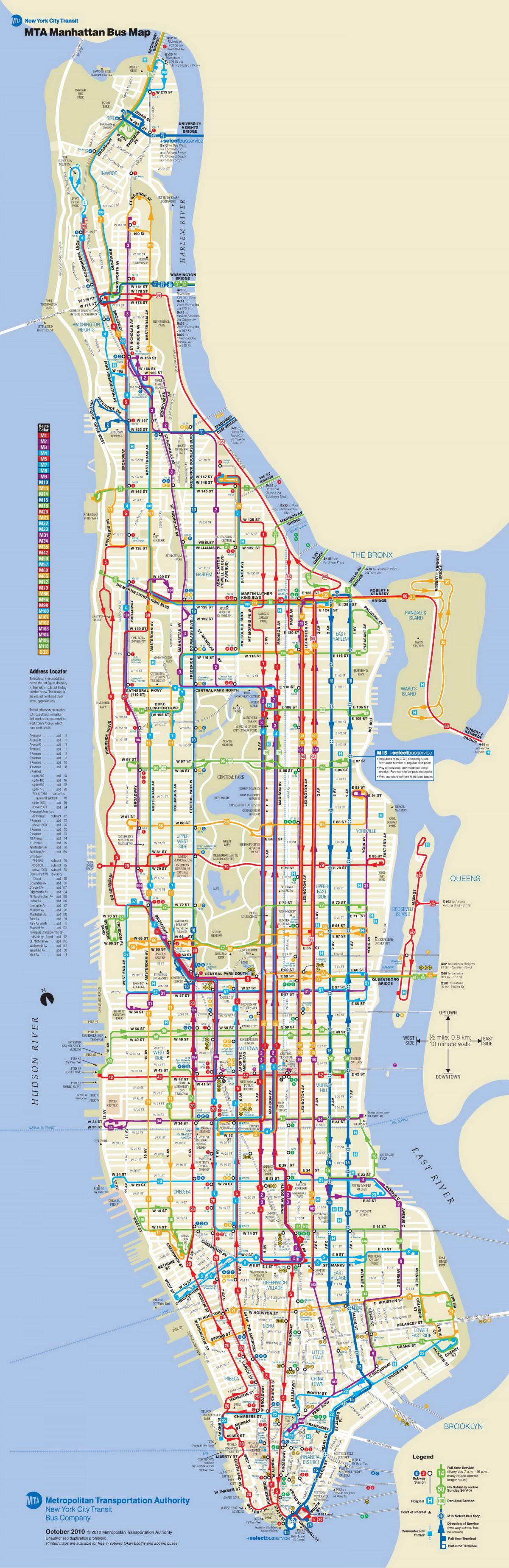 NYC buss Manhattan kartan