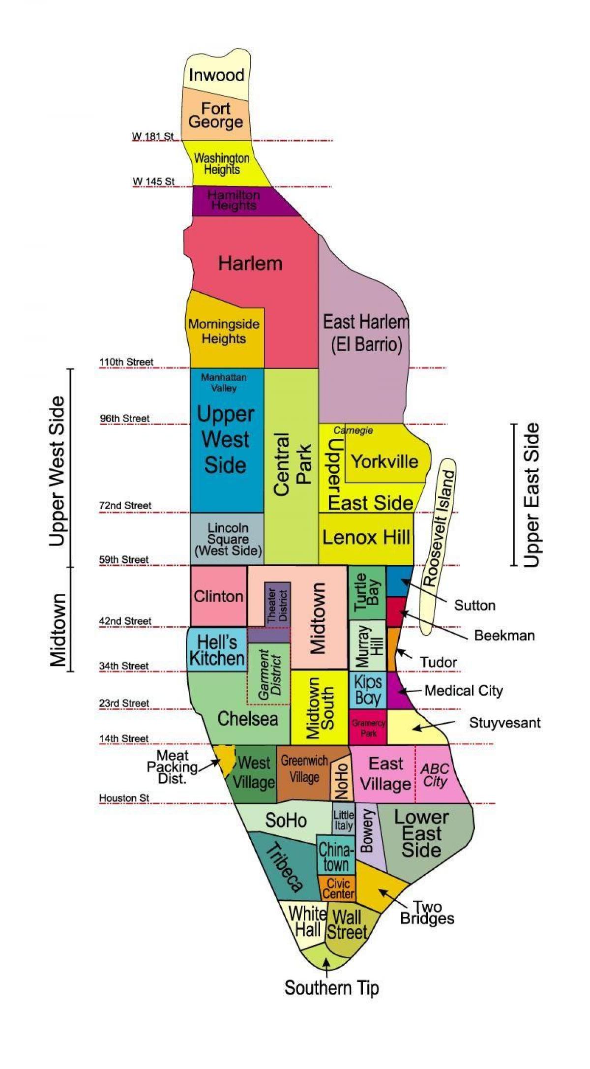 distrikten är i Manhattan kartan