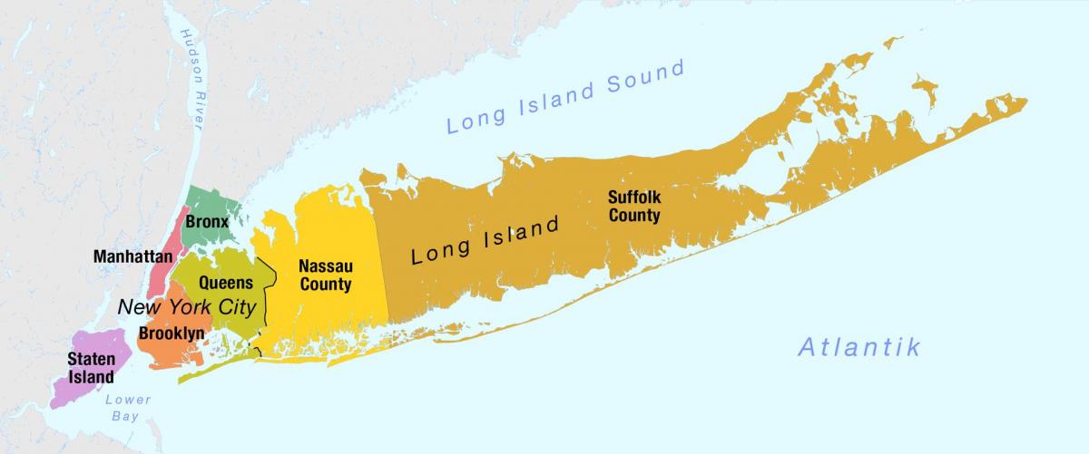 karta över New York-Manhattan och long island