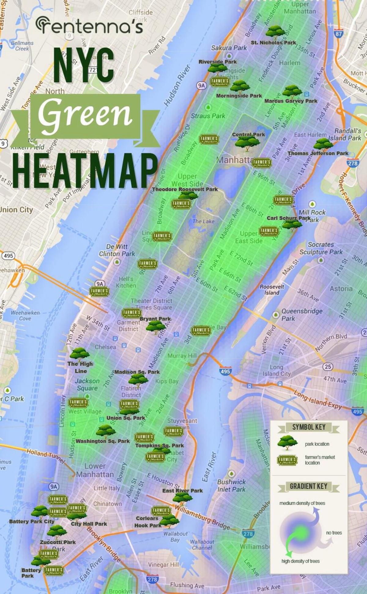 karta över Manhattan parker