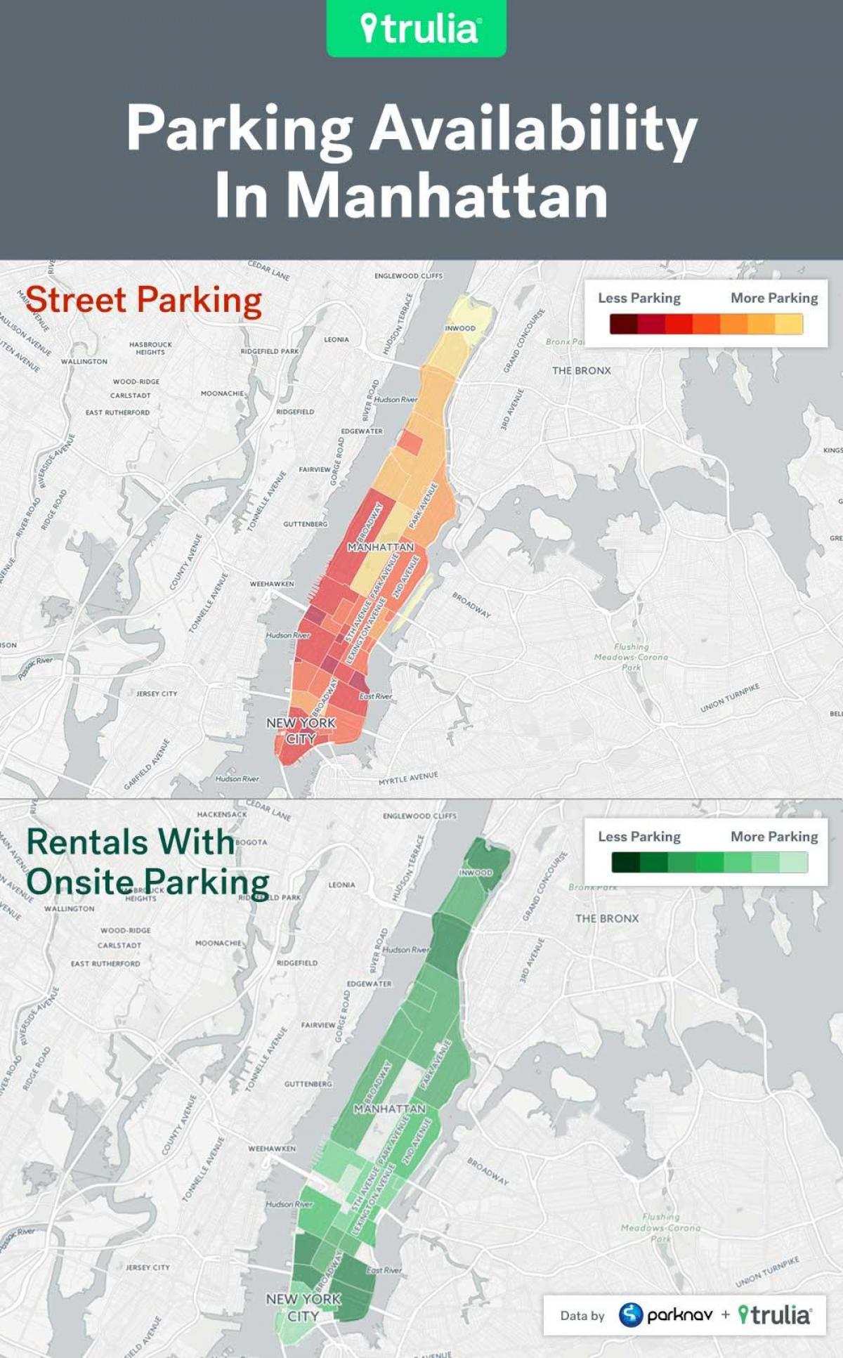 NYC parkering på gatan Manhattan kartan