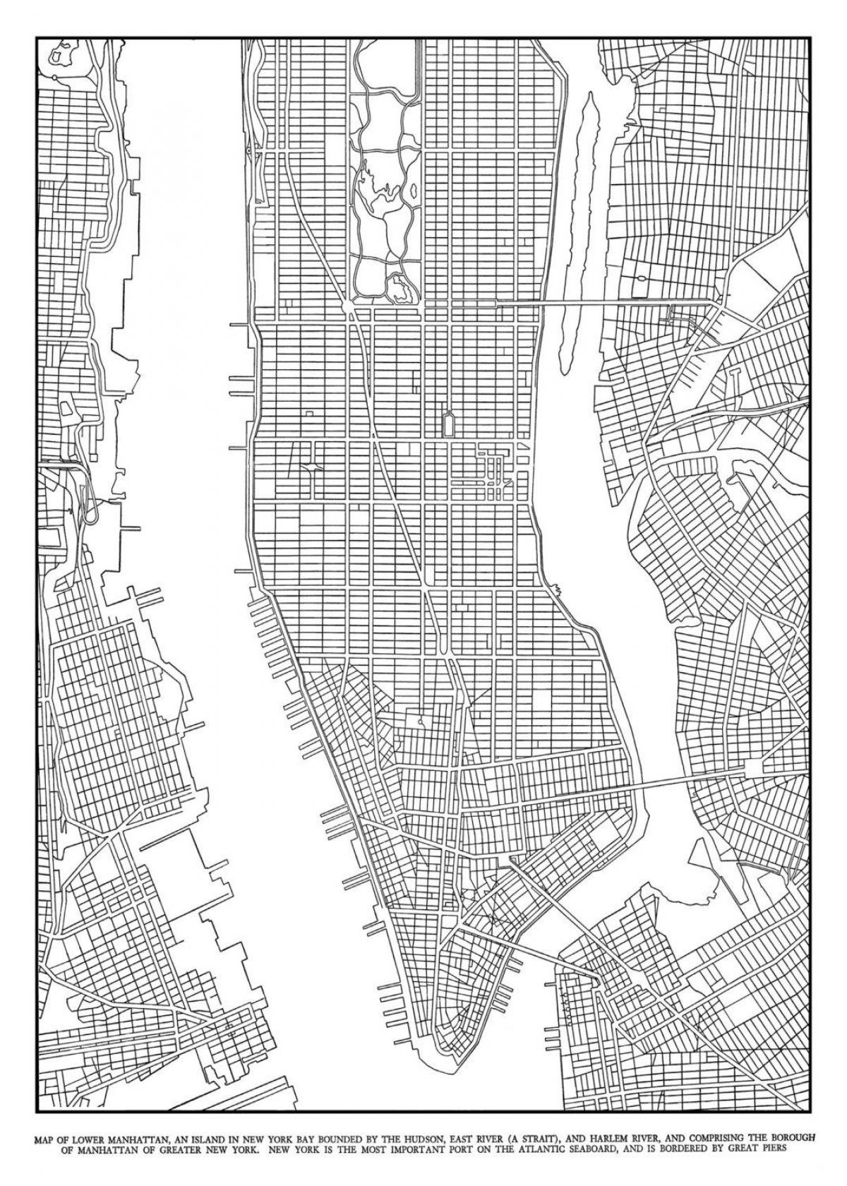 karta över Manhattans rutnät