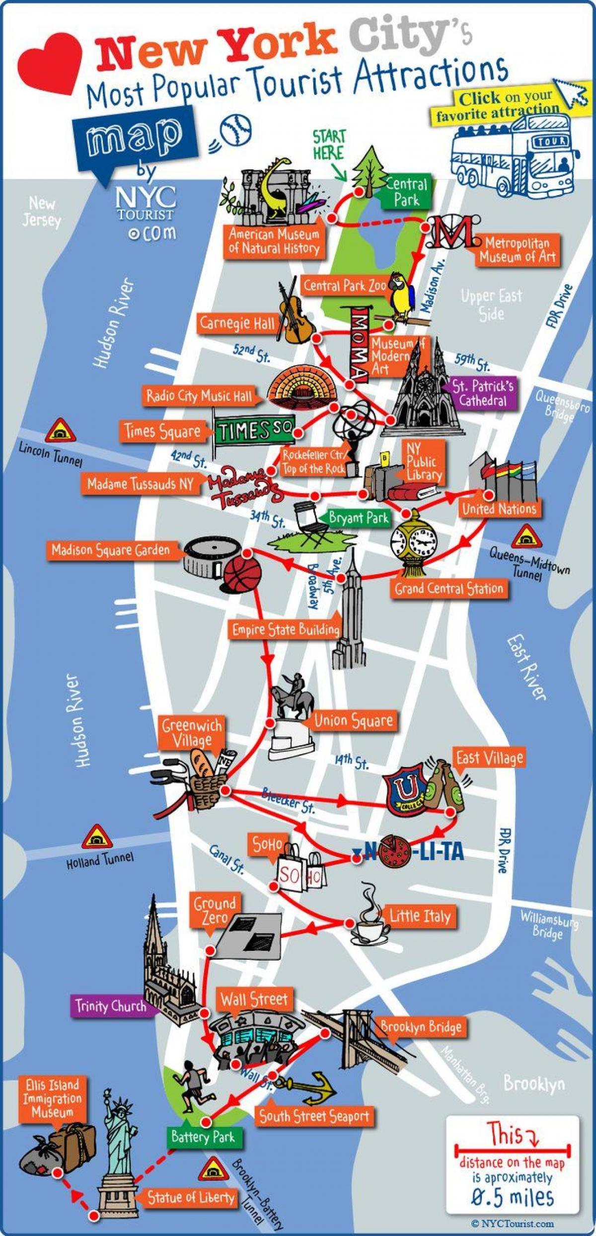 midtown Manhattans sevärdheter karta