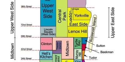 Karta över Manhattan stadsdelar