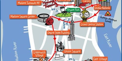 Midtown Manhattans sevärdheter karta